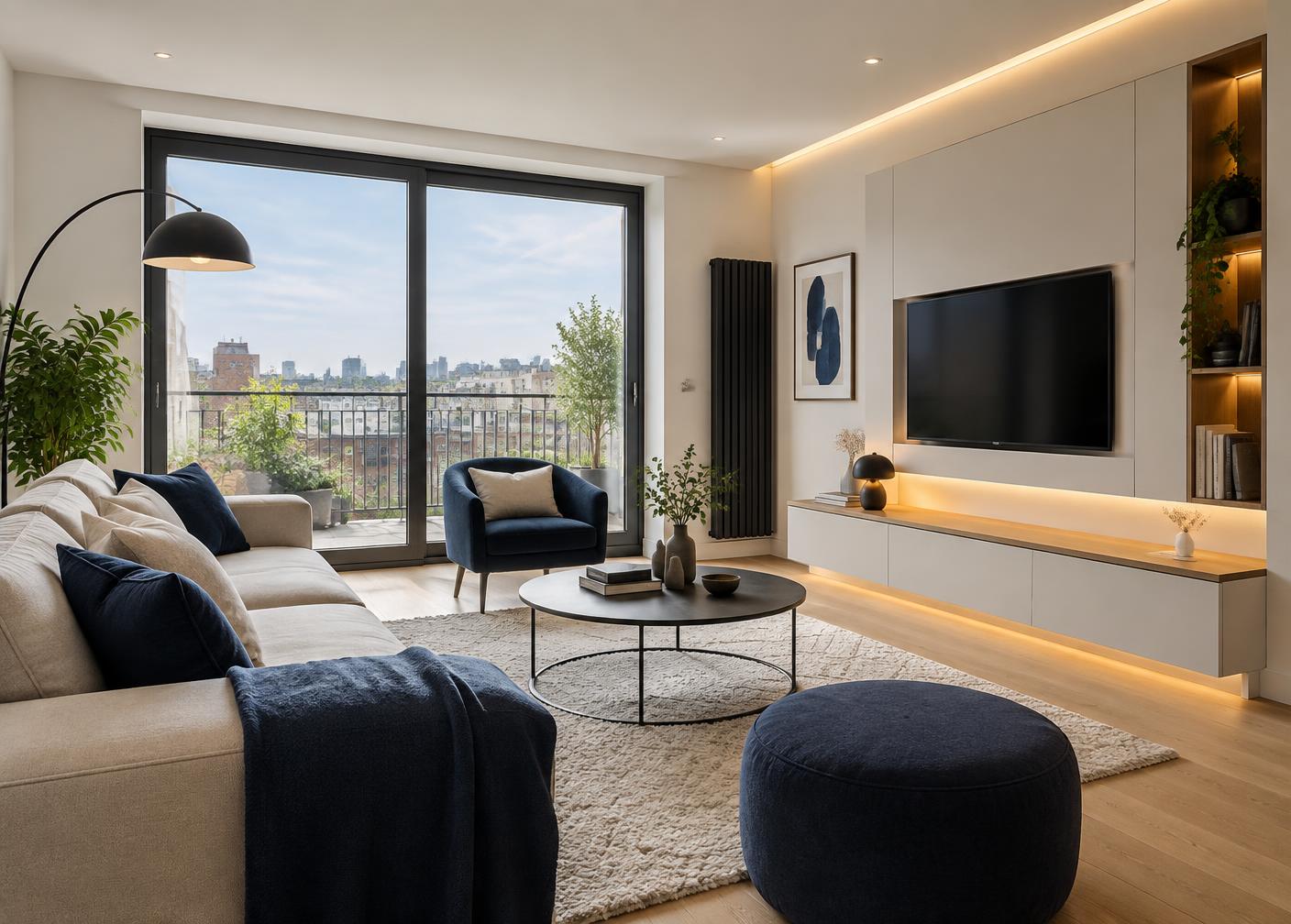 Intérieur rénové avec installation électrique soignée
